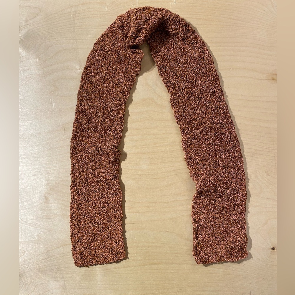 Textured Brown Crochet Scarf (EZ)